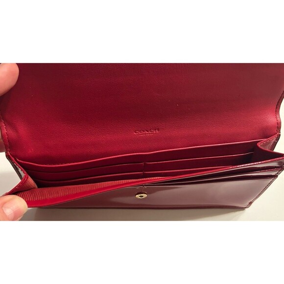 Coach Red patent Leather Logo Wallet 52458 - Picture 9 of 9